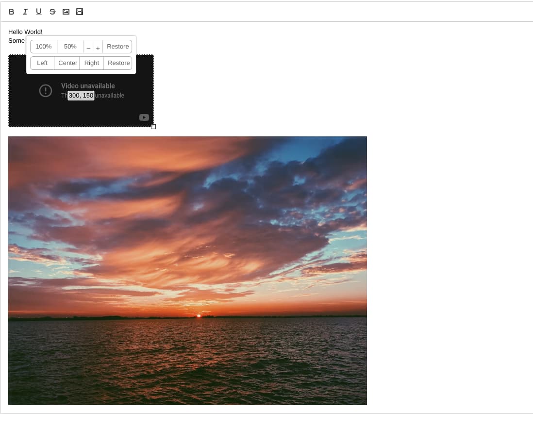 Quill Resize Module for Typescript preview